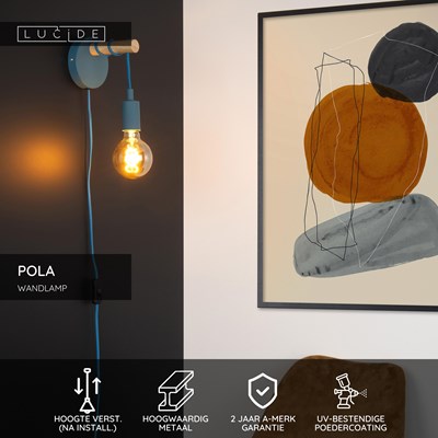 Lucide POLA - Wandlamp Kinderkamer - 1xE27 - Blauw